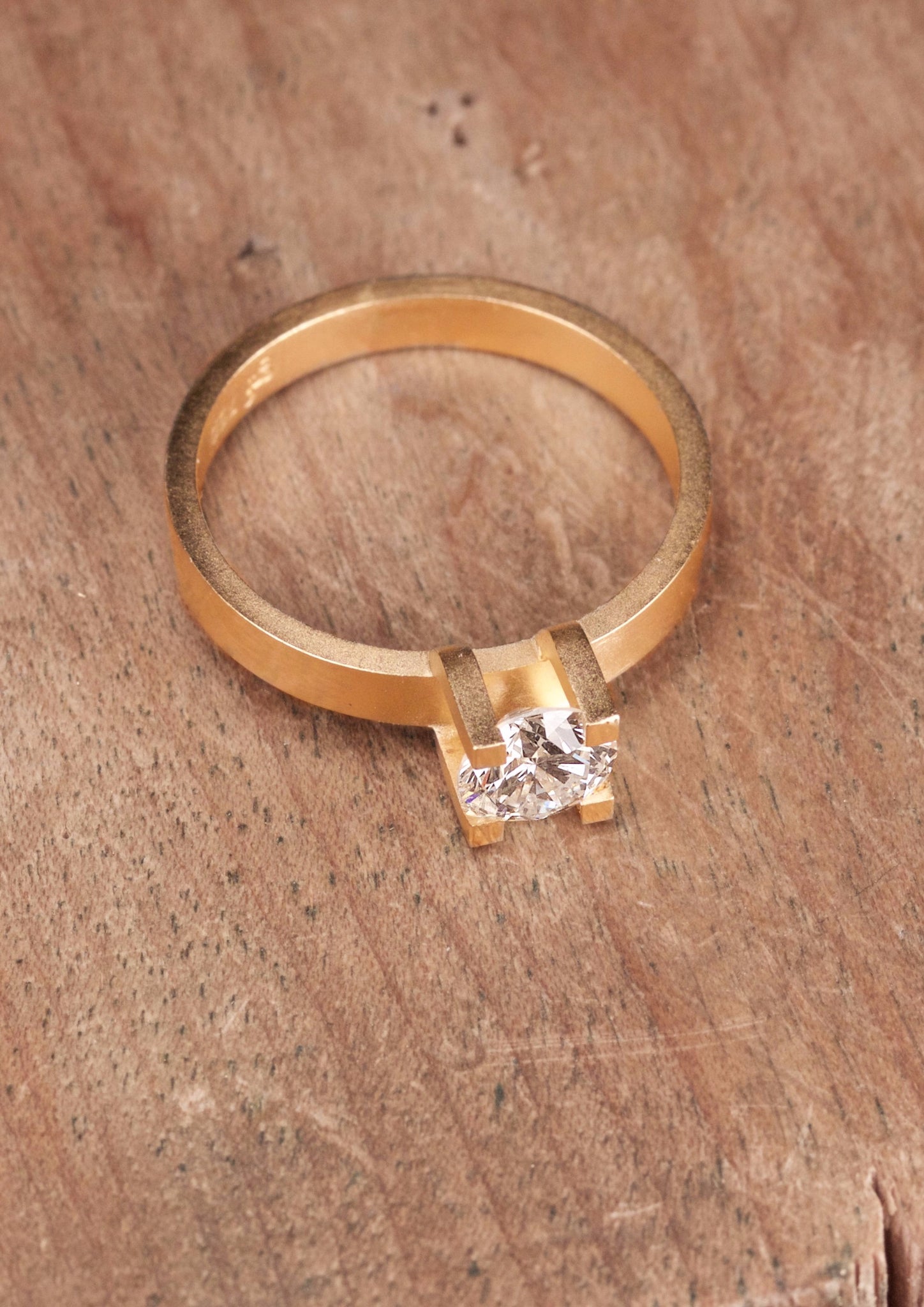 'Kirigami No. 1' Fairtrade Gold Ring with Diamond