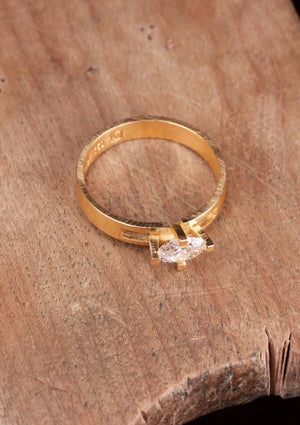 'Kirigami No. 2' Fairtrade Gold Ring with Oval Cut Diamond