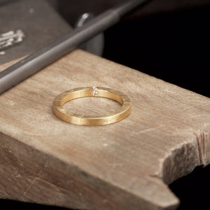 'Kvadrat' Fairtrade Gold Ring with Four Diamonds