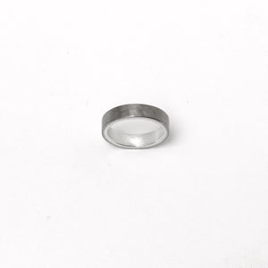 'Shades' Wide White gold and Fine Silver Ring