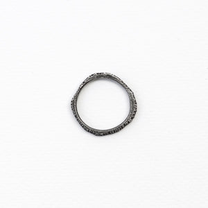 'Woodring No. 1' Oxidized Silver Ring with Diamond